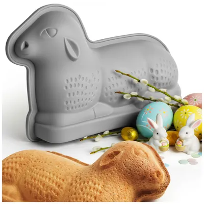 Produktbild von Kuketo | Silikon Backform Osterlamm Grau – Lamm Kuchenform Für Ostern – Antihaft & Hitzebeständig Für Kuchen