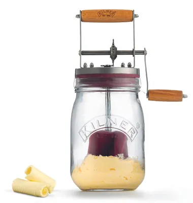 Obrázok produktu pre Sklenená nádoba na maslo Kilner s ručnou kľukou, objem 1 liter, priehľadné sklo, bez BPA