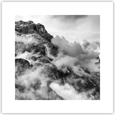 Produktbild von Poster - Poster ohne Rahmen - Berge Nebel Gipfel - 30x30 cm - Wand Bild - Wanddeko - Wandbilder - Kunstposter - Wandposter - Bilder - Kunstdruck - Wanddekoration - Wandbild - P2XAC30x30-3664
