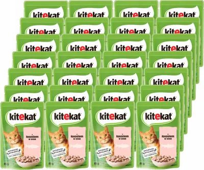 Produktbild von KITEKAT Portionsbeutel mit Lachs in Sauce Nassfutter für Katzen 28x85g