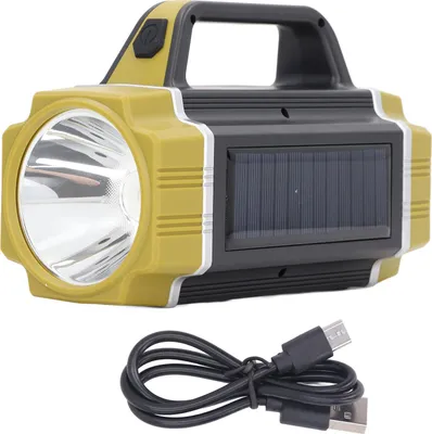 Productafbeelding van Zonne-energie zaklamp, voor- en zijverlichting, 6 versnellingen, zeer helder, USB-oplaadbaar, waterdicht, handzame zaklamp
