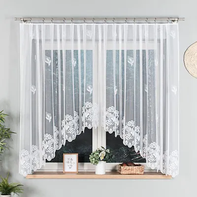 Imagen del producto de BEATA – Cortina de jacquard lista para colgar, con abertura en el borde inferior – 315 x 160 cm – blanca