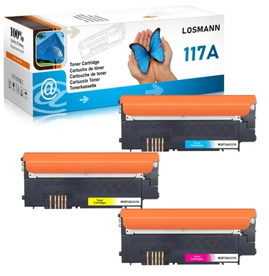 Produktbild von LOSMANN 117A Toner Set Kompatibel für HP 117A Toner mit Chip für HP Color Laser 150a 179fwg 178nwg 179fnw 178nw 150nw 178 179 W2071A W2072A W2073A (Cyan Gelb Magenta 3er-Pack)