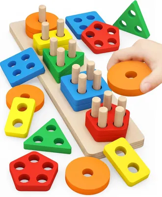 Image de Puzzle en bois pour les tout-petits à partir de 1 an - Jouets en bois pour les tout-petits à partir de 1 an - Jouets Montessori pour les tout-petits à partir de 1 an - Jouets pour le développement de la motricité pour les tout-petits à partir de 1 an