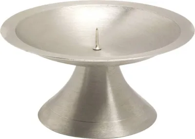 Produktbild von Scheibenleuchter Ø11cm Messing Silber Kerzenleuchter Matt Altarleuchter mit Dorn