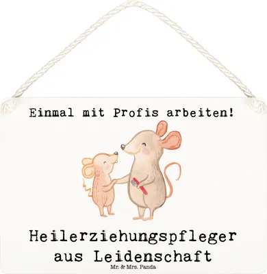Produktbild von Mr. & Mrs. Panda Schild Heilerziehungspfleger Leidenschaft DIN A6 - Weiß - Geschenk, Spruch, Wandbild Holz, Lustig, Türschild, holzbild, Holzschild, Ausbildung, Witzig