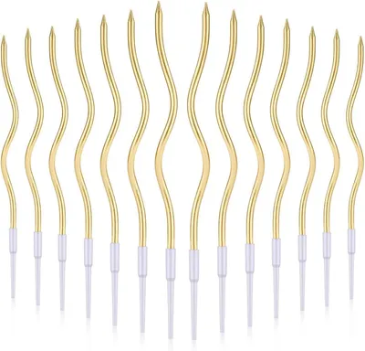 Immagine prodotto di 24 candeline a spirale per torte di compleanno, candeline lunghe per cupcake, ideali per decorazioni di compleanno e matrimoni (oro)