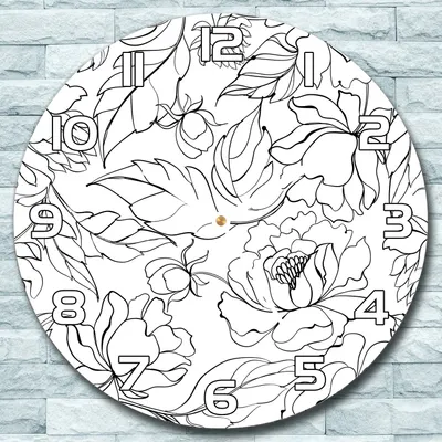 Produktbild von Wanduhr aus Glas Rund fi 30 Pfingstrosen Blumen Quarz Deko Schlafzimmer Büro