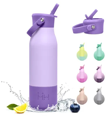 Produktbild von JAPORIA Trinkflasche 1l, Thermosflasche mit Strohhalm, Isolierflasche BPA-Frei,