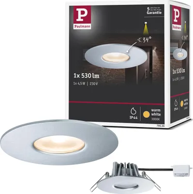 A product package for a Paulmann house recessed light, showing the product itself and its packaging.