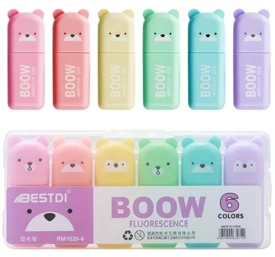 Produktbild von Mini-Textmarker in Pastellfarben, 6 Farben, Marker für Schule und Büro