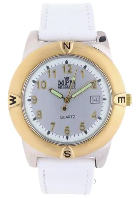 Produktbild von MPM-Quality Herrenuhr Legierung Silber Zifferblatt Weiß Armband Weiß