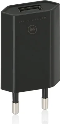 Produktbild von Wicked Chili Pro Series Netzteil - Ultra Slim - USB Adapter kompatibel mit iPhone 11 Pro, 11, XS Max, XR, X, 8+, 7+, 6S+ (Ladeadapter, 1000mA, 100-240V) schwarz