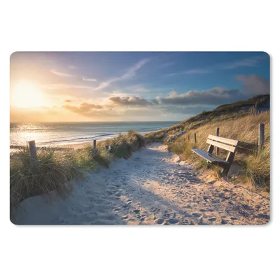 Produktbild von MuchoWow® Mauspad Mousepad Sonnenuntergang - Strand - Düne - Gras - Bank 27x18 cm - Mousepads - Maus Mat - Pad - Mausunterlage - Büroartikel - Desk Matten
