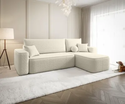 Produktbild von Ecksofa Schlafsofa Sofa AGEPO Stoff Quelle Ecru Ottomane Rechts