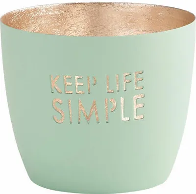 Produktbild von Gift Company Windlicht Madras Keep life simple M, Teelichthalter, Kerzenhalter, Eisen, Aqua, Gold, 8.5 cm, 1091604090