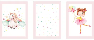 Zdjęcie produktu dla Plakaty dla dzieci Zestaw pastelowa baletnica jednorożec do pokoju dziecka 30x40