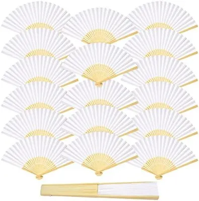 Produktbild von Fächer Hochzeit - 18 Pack Handfächer Hochzeit Deko Fächer Weiß Faltfächer Gastgeschenk Fecher Sommer Hochzeit, Hochzeitsdeko Hand Fan Asiatische Deko für Geburttag Party Wedding, Wand Dekoration