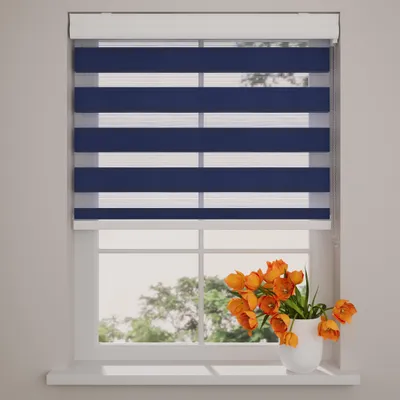 Produktbild von DTCH® Doppelrollo mit Kassette 100 x 175 cm (BxH) blau, Blickdicht oder Transparent, ohne Bohren möglich, Doppelrollo Wandmontage, Kassettenrollo