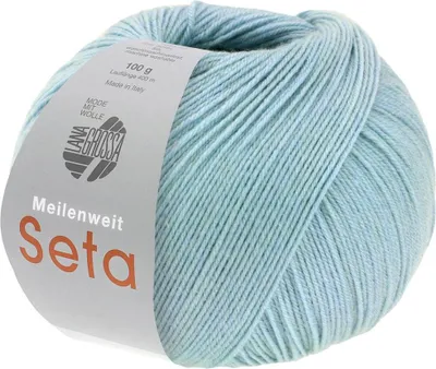 Produktbild von Lana Grossa MEILENWEIT 100 g SETA 4-fach Sockenwolle mit Seide, hochwertiges Garn Farbe 051 - Eisblau