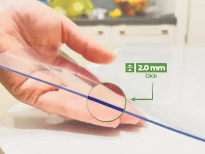 Produktbild von PVC Tischfolie Transparent 2mm – Tischschutzfolie abwaschbar nach Maß – Schutzfolie für Esstisch & Küchentisch – kratzfest & rutschfest – klare Tischdecke 80x45cm – PVC Folie langlebig