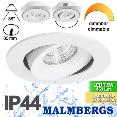 Produktbild von LED Einbauspot mit breitem Rahmen – Malmbergs MD-70 (weiß)