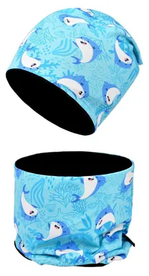Produktbild von Kinder Beanie Mütze Schal Set Baumwolle Jersey Herbst Frühling Winter Junge Mädchen 3-8 Jahre