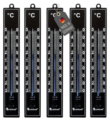 Produktbild von 5 Stück Außenthermometer Set Analog Temperatur -30 bis +50°C Innen Außen Garten Thermometer  Kunststoff Schwarz