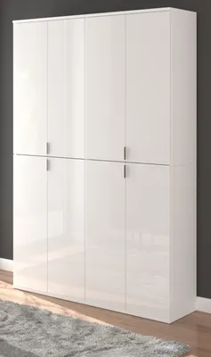 Produktbild von Garderobe SystemX in weiß Hochglanz Garderobenschrank mit variabler Inneneinteilung 122 x 193 cm