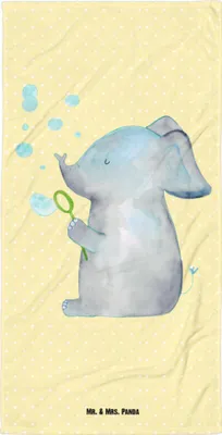 Produktbild von Mr. & Mrs. Panda Strandtuch Elefant Seifenblasen - Gelb Pastell - Geschenk, Heimat, Handtuch, Lustige Sprüche, Elefanten, Duschhandtuch, Liebe, Liebesspruch, Badehandtuch