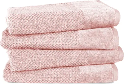 Produktbild von Pure Label 4-TLG. Badetücher Set mit Anhängeschlaufe aus 100% Baumwolle, saugstark und weich| 4 Badetücher aus Baumwolle 70x140 cm, Rosa