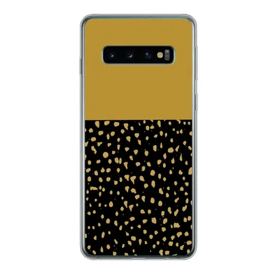 Produktbild von MuchoWow® Handyhülle Schutzhülle Hülle für Samsung Galaxy S10 Polka dots - Ockergelb - Schwarz Silikon Softcase Handy Hülle - Handytasche