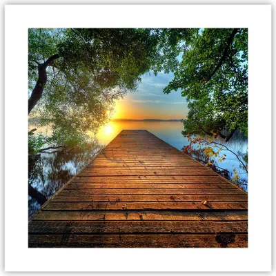 Produktbild von Poster - Poster ohne Rahmen - Brücke See - 40x40 cm - Wand Bild - Wanddeko - Wandbilder - Kunstposter - Wandposter - Bilder - Kunstdruck - Wanddekoration - Wandbild - P2XAC40x40-3528