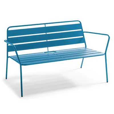 Produktbild von Anti-UV-behandeltes Gartensofa aus Stahl Pazifisch blau - Oviala Palavas