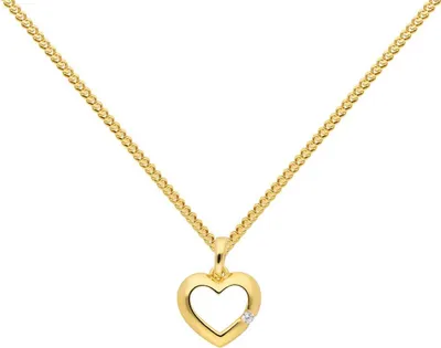 Produktbild von Gold Anhänger Herz Zirkonia mit Goldkette  333-8 Karat Gold 42 cm