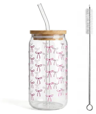 Produktbild von Glas Trinkbecher mit Deckel und Strohhalm, 500 ml