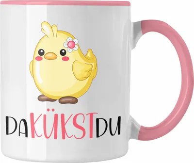Produktbild von Trendation - Lustige Küken-Tasse "Da Kükst Du" Witziges Geschenk für Wortwitz-Liebhaber (Rosa)