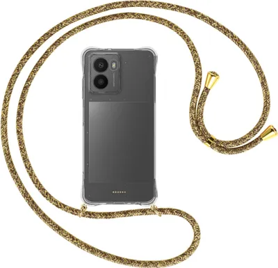Produktbild von Handykette Backcover-Schutzhülle mit Band (Metall goldfarben) für HMD Fusion 5G - braun+beige