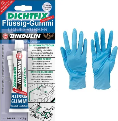 Produktbild von Bindulin Dichtfix Silikon - flüssig Gummi 47,5g inkl. 1 Paar Nitrilhandschuhe von E-Com24