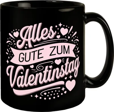 Produktbild von Alles Gute zum Valentinstag mit rosa Herzen Tasse