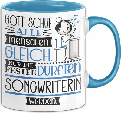 Produktbild von Songwriterin Geschenk Becher Tasse Gott Schuf Alle Menschen Gleich Nur Die Besten Durfeten Songwriterin Werden Geschenkidee Lustig (Blau)