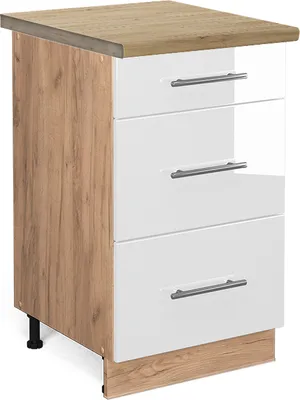 Obrázek produktu pro Spodní skříňka kuchyňské linky Vicco Fame-Line Bílá vysoký lesk 50 cm , PD Dub, Model 46768
