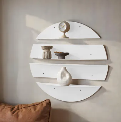 Produktbild von Skye Decor, Dekorativer Metall-Wandregal, 76 x 76 cm, 100% Metall (1,2 mm), Weiß, elektrostatisch pulverbeschichtet | Modernes Design für stilvolle Wohnräume und Büros.
