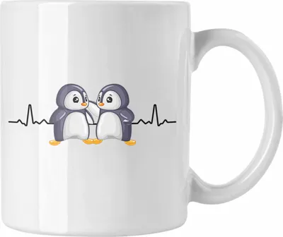 Produktbild von Trendation - Pinguin Tasse Herzschlag Geschenkidee Mädchen (Weiß)