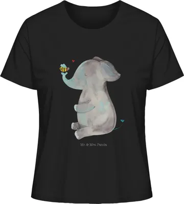 Produktbild von Mr. & Mrs. Panda Damen Basic T-Shirt Elefant Biene Größe L - Schwarz - Geschenk, Liebe, Liebesspruch, Liebesbeweis, Oberteil, Lustige Sprüche, shirt, Hochzeitsgeschenk