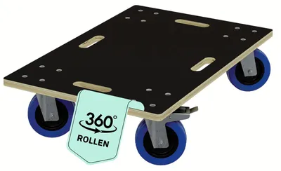 Produktbild von HAGO24 Transportroller 40 x 60 cm Mit Feststellbremse 800 kg Tragkraft Möbelroller Multiplex 18mm Rollbrett CNC-gefräst Gummirollen 360° drehbar Griffmulden Rutschfest Umzug Werkstatt Lager