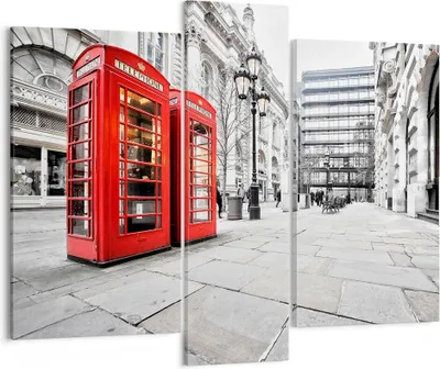 Produktbild von Bild auf Leinwand - Leinwandbild - Telefon London Kultur - 95x80cm - Wand Bild - Wanddeko - Leinwanddruck - Bilder - Kunstdruck - Wanddekoration - Leinwand bilder - Wandkunst - CB95x80-2595