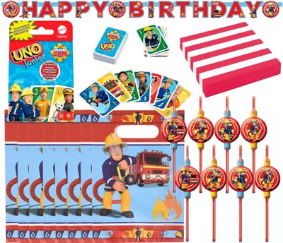 Obrázok produktu pre Fireman Sam - Detský narodeninový set (38 kusov) Girlanda Hra na karty Dekorácie Servítky Narodeniny