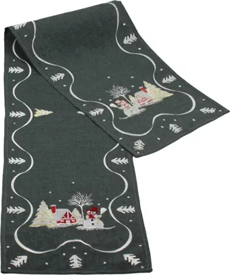 Produktbild von Weihnachten Tischläufer 35 x 170 cm Schneemann Tischdecke mit Stickerei Weihnachtsdeko Leinenoptik