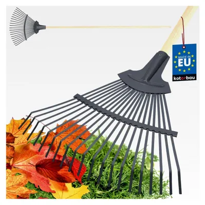 Produktbild von Laubbesen aus Stahlband 440 mm mit Holzstiel 150 cm für Gartenarbeiten